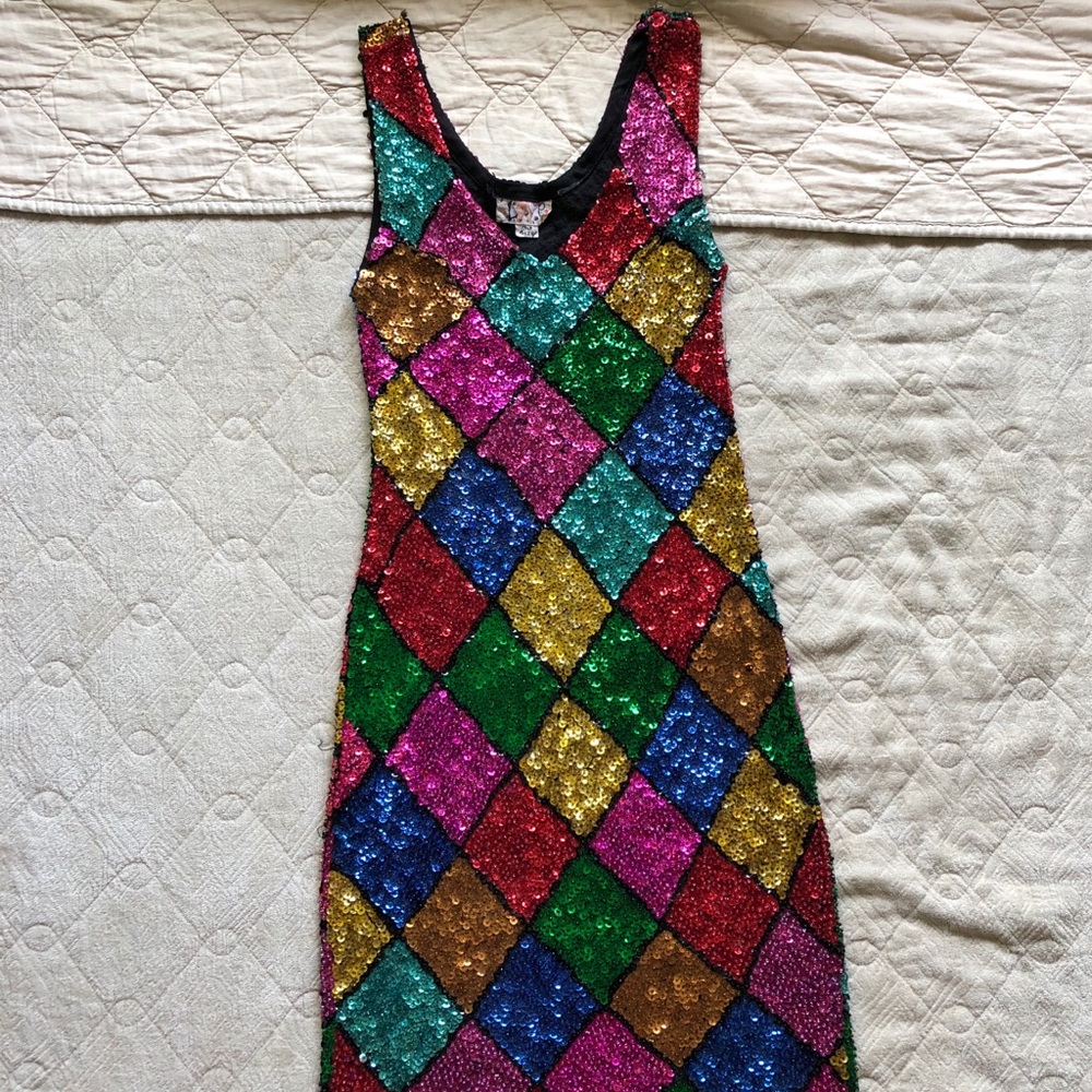Prime 1980s vintage sequins bodycon party dress